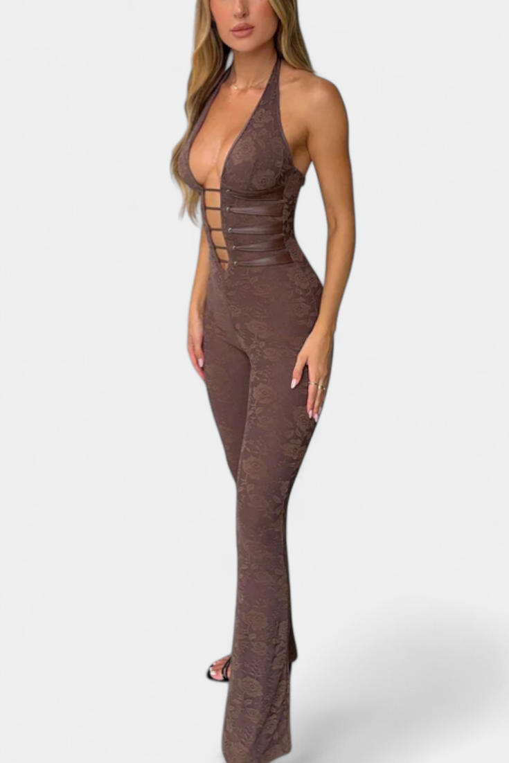 Isabella Mono Halter De Encaje Con Espalda Ajustable