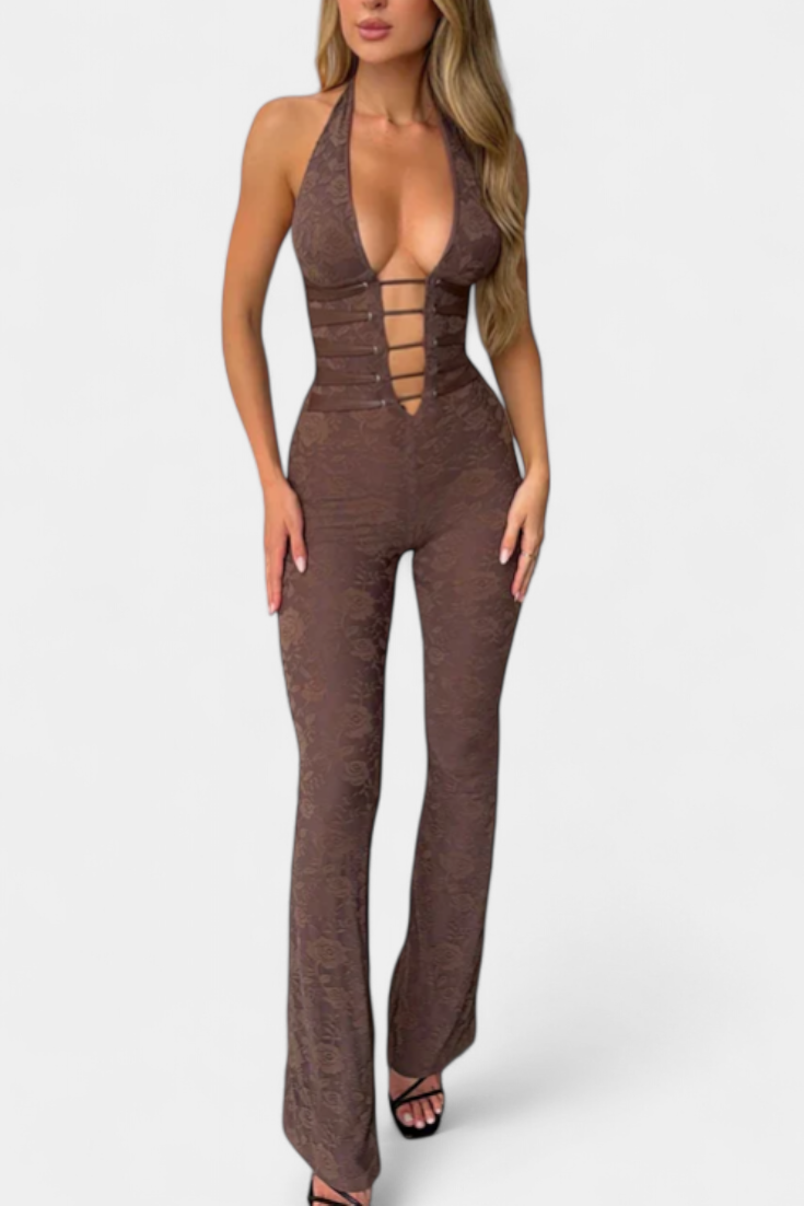 Isabella Mono Halter De Encaje Con Espalda Ajustable