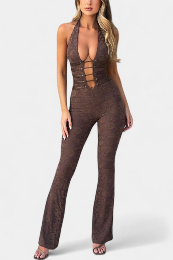 Isabella Mono Halter De Encaje Con Espalda Ajustable
