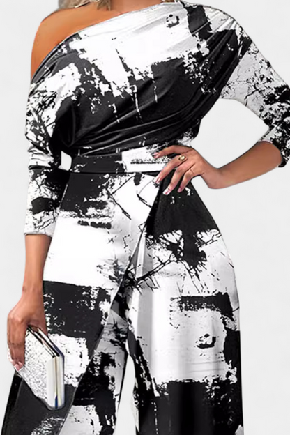 Arelia Mono Largo Tie Dye Hombros Descubiertos Pierna Ancha