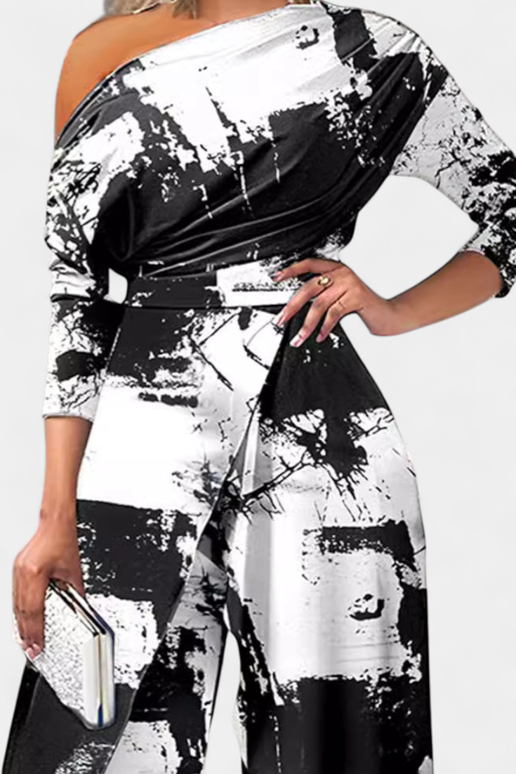 Arelia Mono Largo Tie Dye Hombros Descubiertos Pierna Ancha