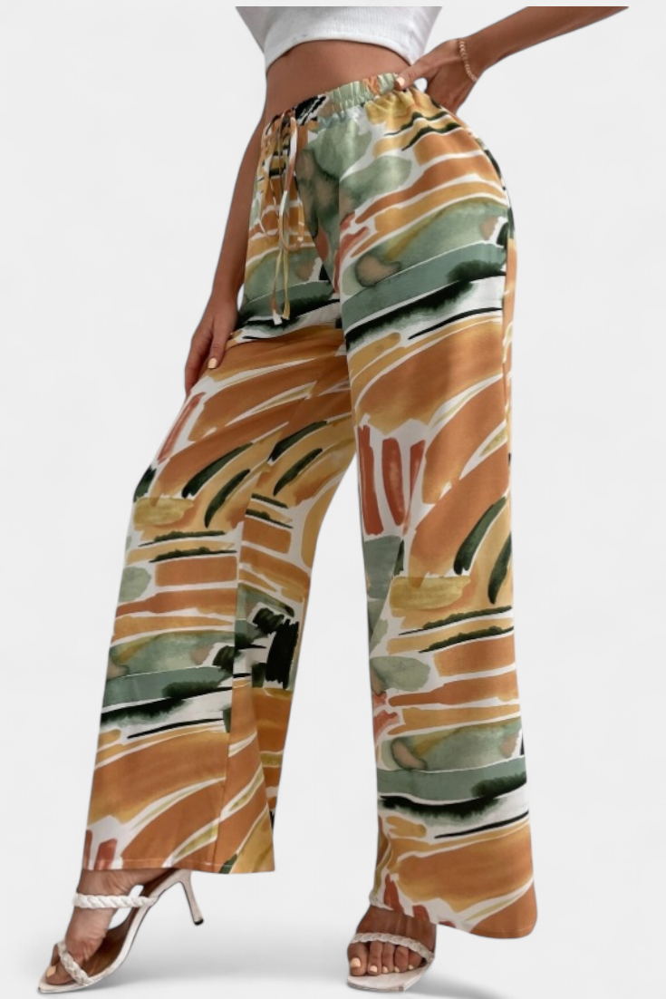 Senda Pantalón Pierna Ancha Estampado Abstracto Ligero