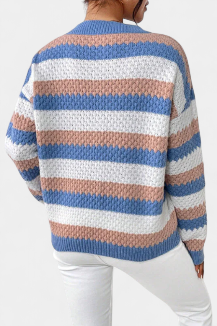 Clara Jersey Oversized De Cuello Redondo A Rayas Mujer