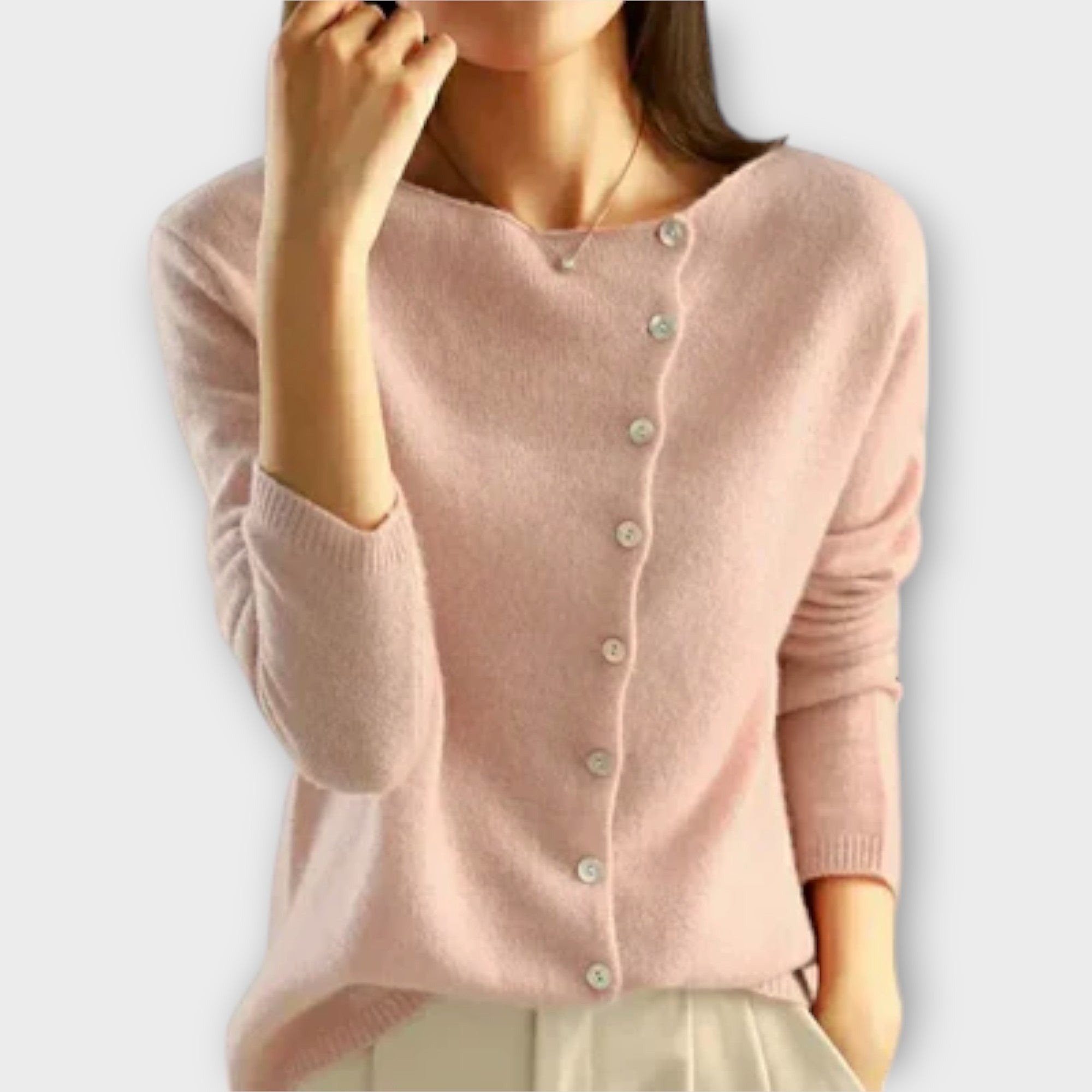 Marina Cardigan De Punto Suave Poliéster Y Algodón Liso